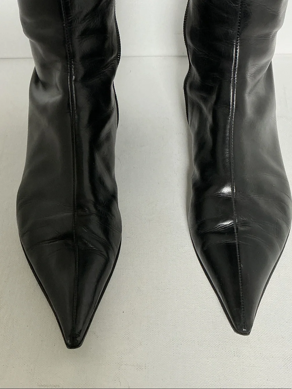 Vintage Mare Classic Black  Pointed Leather Boots